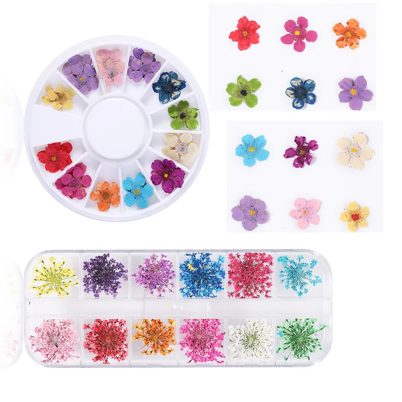 

Dried Flowers Nail Art Decals Dry Beauty Leaf Decoration Natural Floral Jewelry For UV Gel Polish Manicure DIY Nails Sticker Art