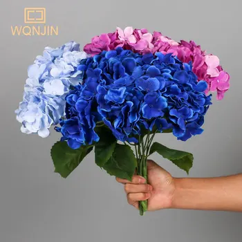 WQNJIN-대형 5 헤드 인공 꽃 다발 실크 수국 웨딩 신부 부케, 가짜 꽃 홈 장식 꽃 벽 크리스마스