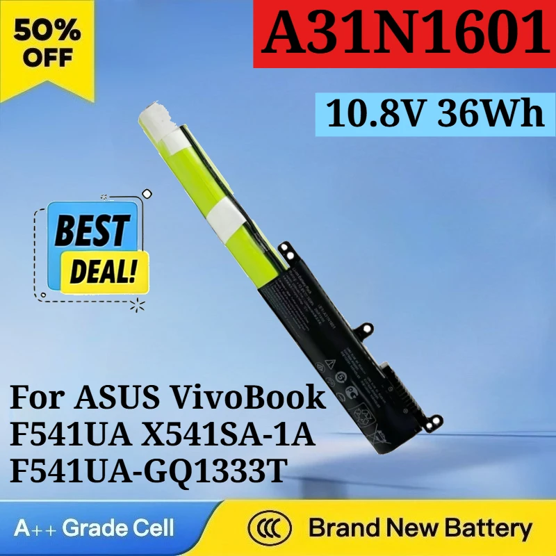 Фото Аккумулятор для ноутбука A31N1601 10.8V 36Wh 3350mAh для ASUS VivoBook F541UA X541SA-1A F541UA-GQ1333T A31LP4Q 3INR19/66 0B110-00440000 №1
