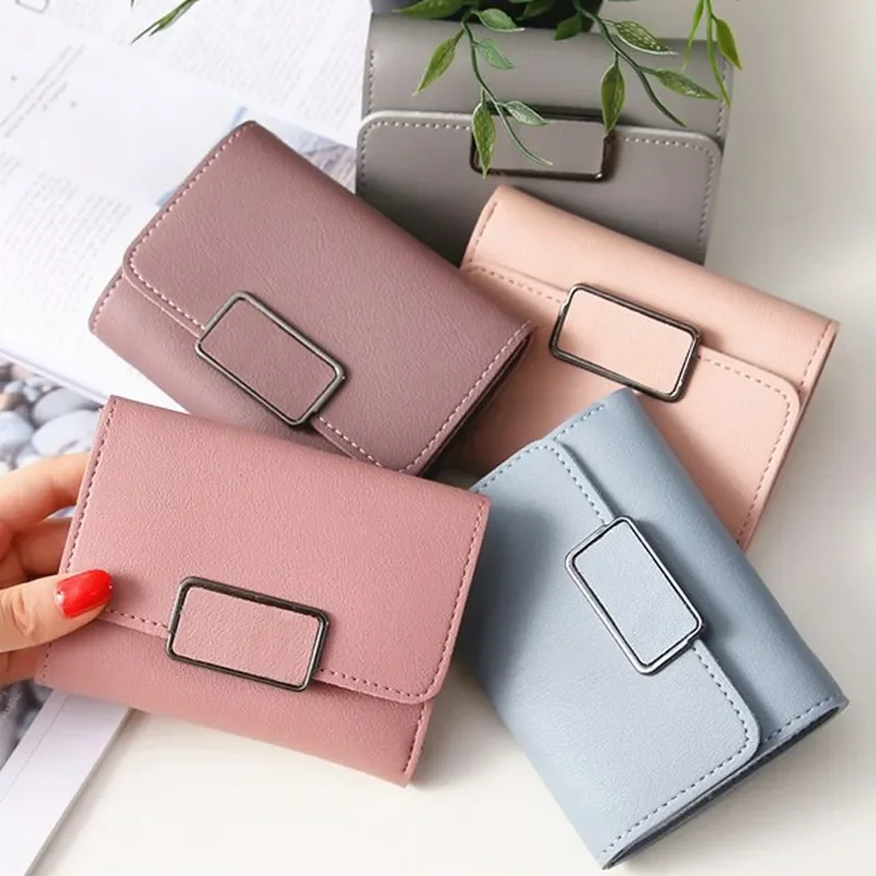 Small Wallet Women Casual Solid Wallet Fashion Female Short Mini All-match Korean Students Small Wallet Simple Money Bag