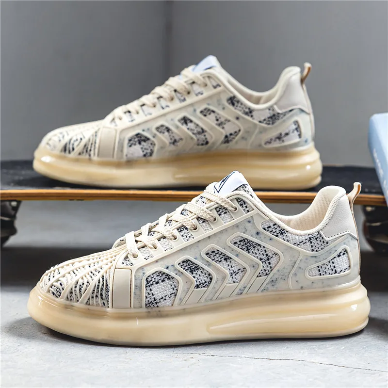 

Мужские беговые кроссовки из цветочной ткани в европейском и американском стиле с подошвой из попкорна и низким верхом, дышащие кроссовки д...