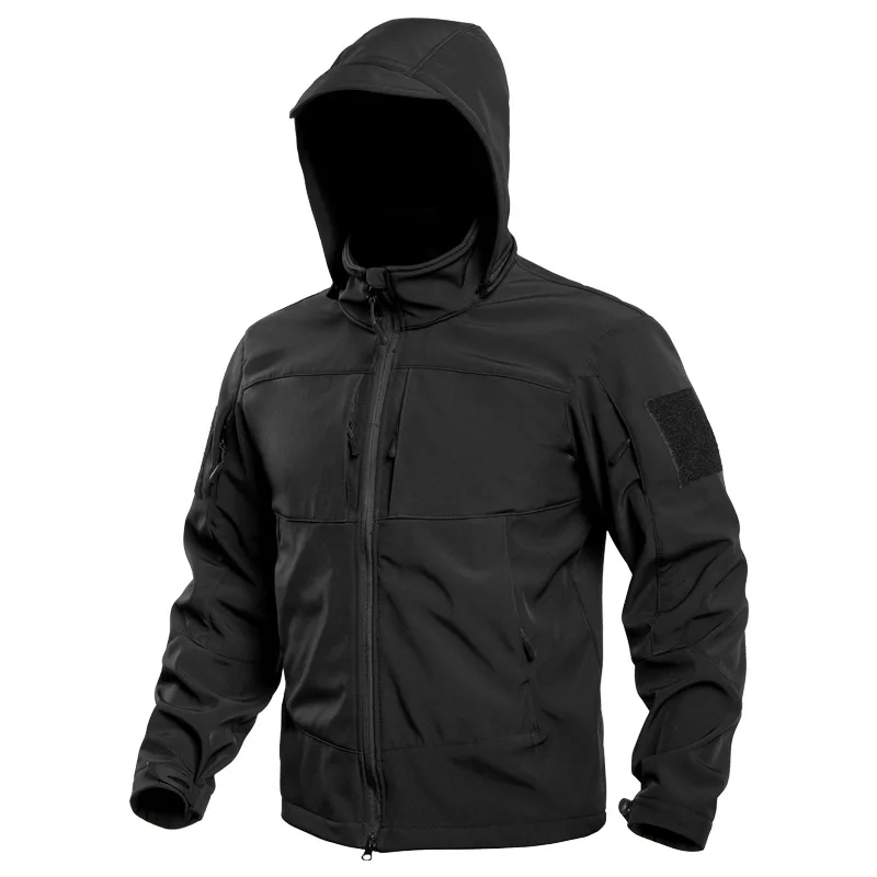 Фото Мужская военная тактическая куртка Special Ops Soft Shell, зимняя теплая куртка на флисовой подкладке со съемным капюшоном, ветровка для пешего туризма, сноуборда №5