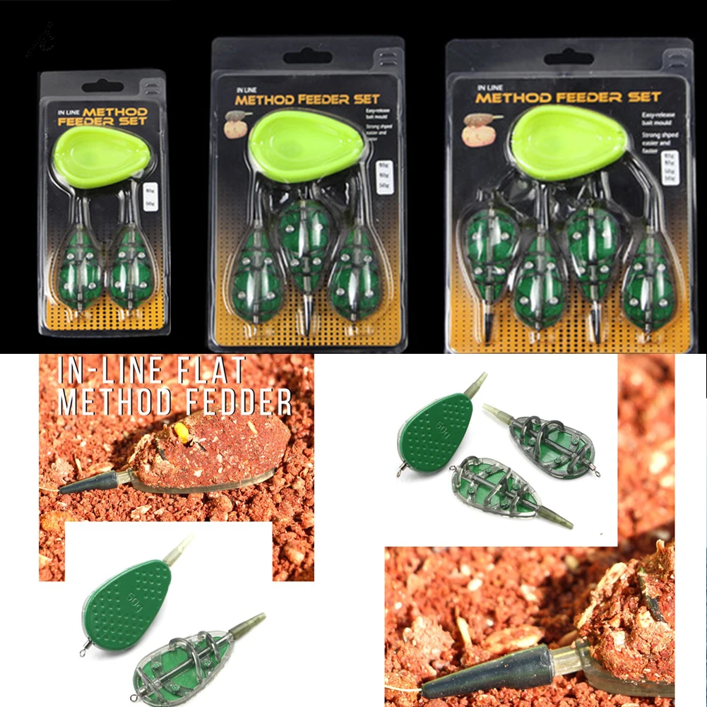 1pcs 40g /50g Inline Method Feeders And Mould Set For Carp Foshing Tackle Tools Practical Fishing Toool