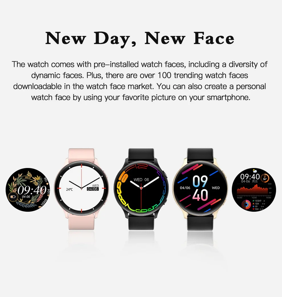 One Touch Bluetooth Call MX15 Smart Watch Body Termperature Detection 360 HD Voice Assistant Fitcloud Pro APP 3D Glass Mirror