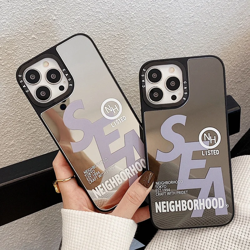 

Simple Sea Letter Mirror Phone Case For iPhone 12 13 Mini 11 Pro Max 12Pro 13Pro XS Max X XR 7 8 Plus Shockproof Hard Back Cover