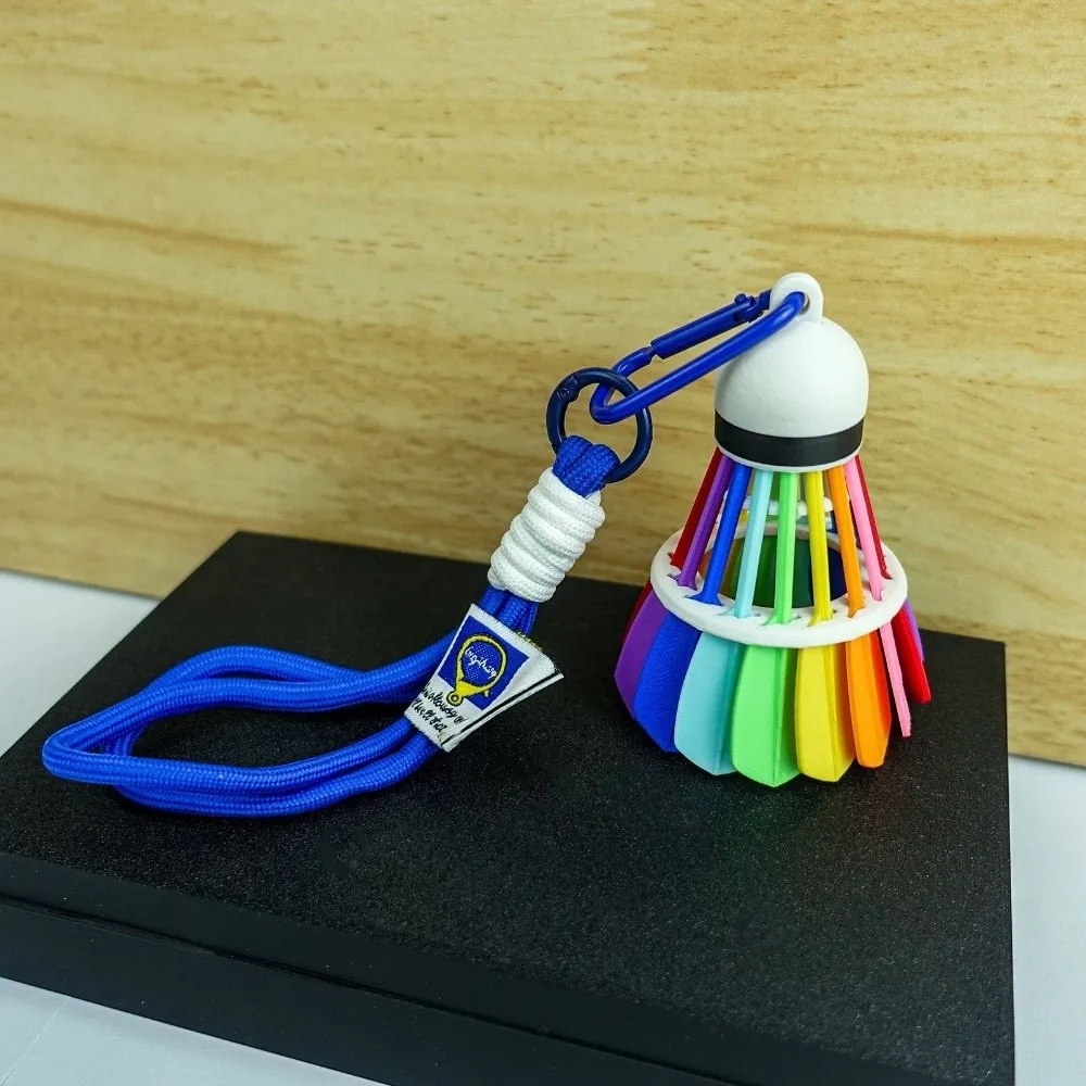 무지개 색 배드민턴 열쇠고리 재미있는 창의적인 배드민턴 가방 펜던트 백팩 장식 3D 프린팅 키링