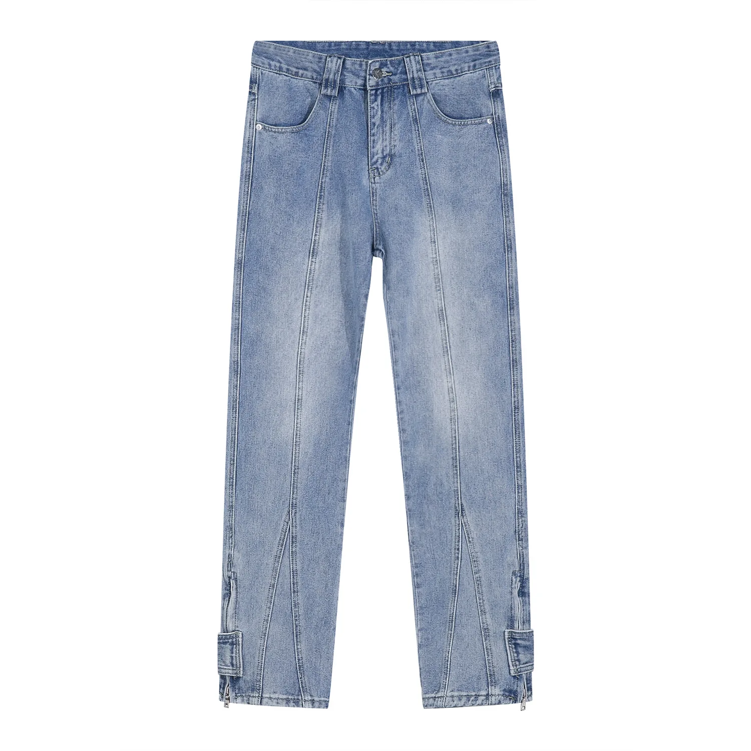 Men's Jeans Four Seasons Men's Korean Style Straight Slim Fit Zipper Design Hip Hop Streetwear Men's Designer Jeans Ins Hot Sale