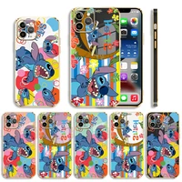 stitch big head sticker luxury soft plating phone case for iphone 13 12 11 pro max mini x xr xs max 7 8 6 6s plus se cover