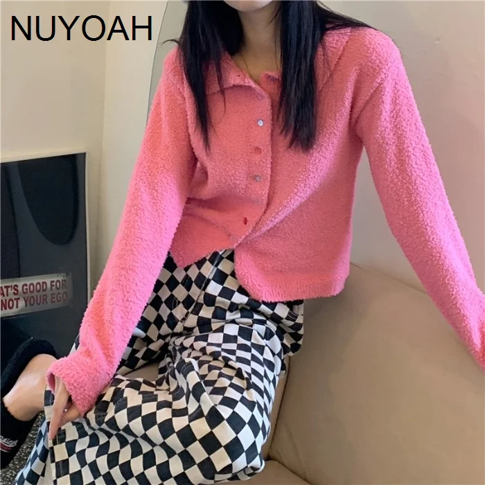 

Girls Sweet Age Reduction Color Button Sweater Cardigan Autumn and Winter Salt Loose Wool Knitted Jacket Women