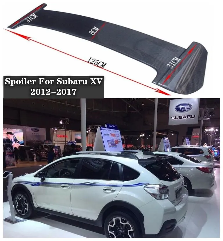 

High Quality Carbon Fiber Rear Trunk Lip Spoiler Splitters Wing Fits For Subaru XV 2012 2013 2014 2015 2016 2017