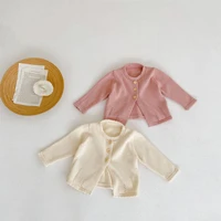 2022 autumn new boy baby knitted cardigan sweater girl infant pure color long sleeve tops toddler sweet cotton coat kid clothing