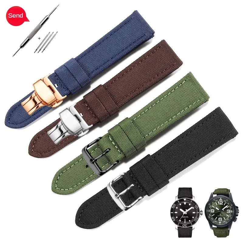 

Universal Brands Woven Canvas Watch Strap 18/13/20/21/2/23/24mm Flat Straight Interface Nylon Watchband