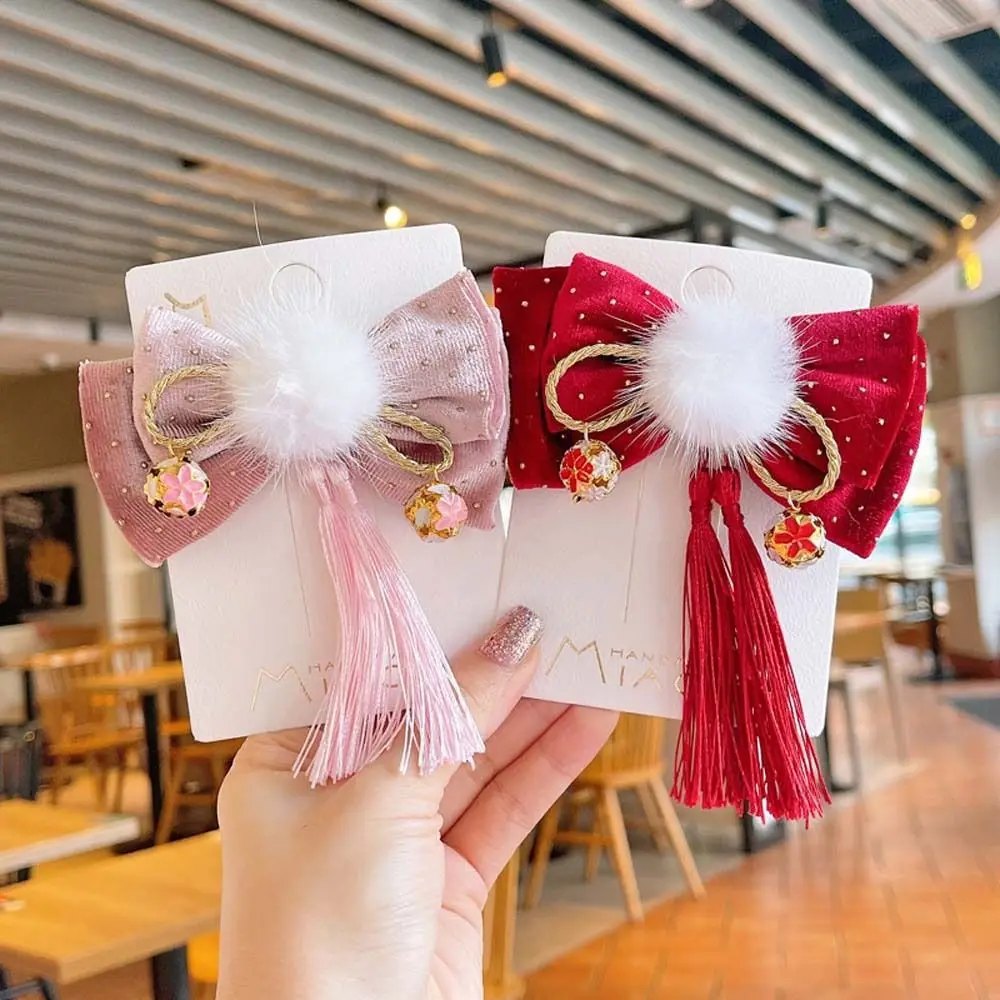 

Autumn Bow Tassels Hair Accessories Children Bow Hairpins Bow Hair Clips Chinese New Year Hairpins Bowknot Barrettes