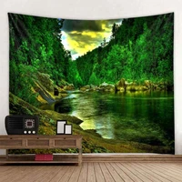 natural landscape big tapestry dream forest waterfall wall hanging aesthetics room decoration bohemian home wall decoration