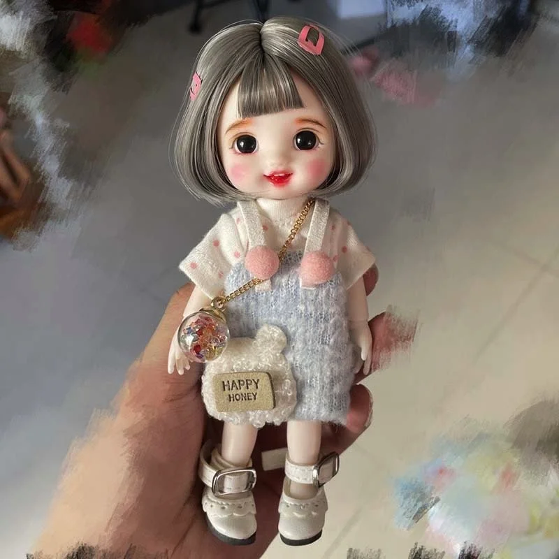 

17CM Mini Cute BJD Dolls Fashion Clothes Suit Princess Makeup Joints Movable Bebe Reborn Accessories 16CM 1/8 Doll for Girls Toy
