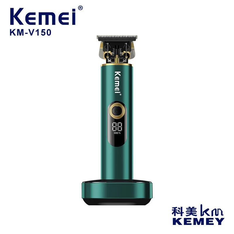 

kemei hair trimmer KM-v150 USB rechargeable hair clipper haircut machine oilhead clipper engraving whitening LCD metal body