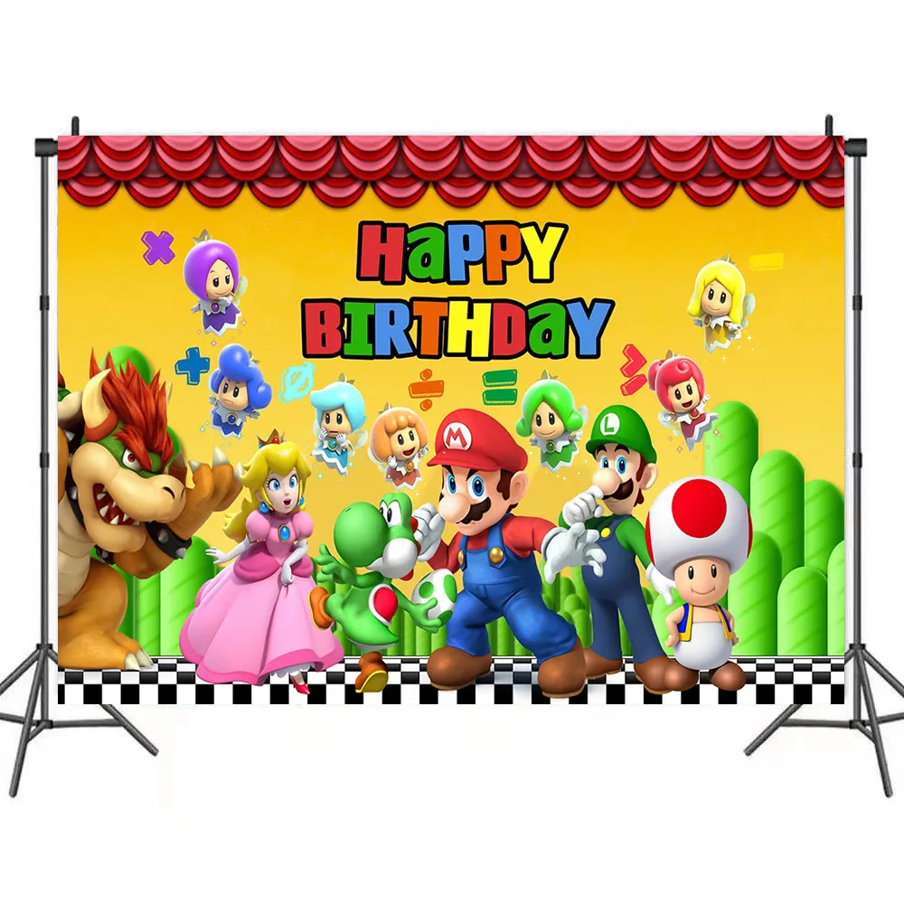 Игровой оригинальный фон для дня рождения в стиле супер Марио Братья тканевая