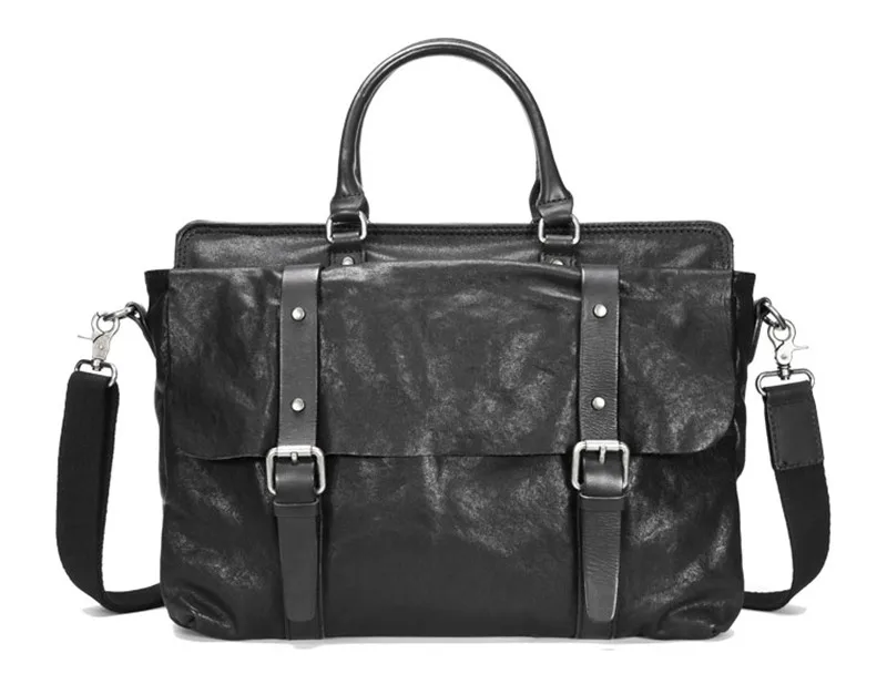 Fashion casual genuine leather men's women's briefcase luxury designer natural real cowhide handbag black laptop messenger bag