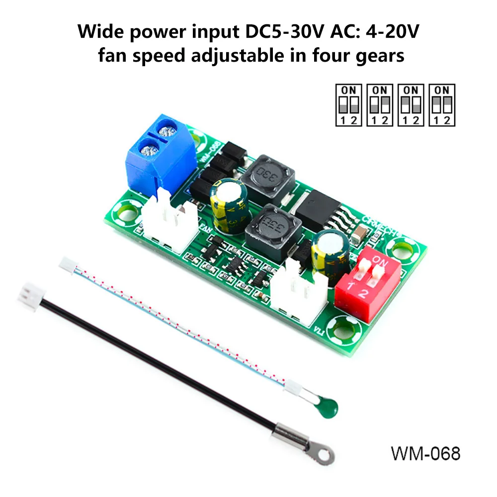 

Intelligent Fan Temperature Controller DC 5-30V AC4-20V 4-Speed Adjustable Thermostat Temperature Control Board Cooling Module