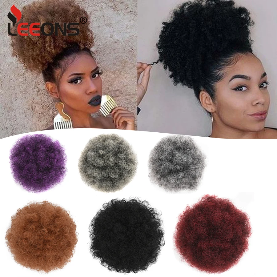 

Black Women Synthetic Afro Puff Drawstring Ponytail Hair Accessories Afro Puff Soft Elastic Hair Rope Synthetic Hair Buns