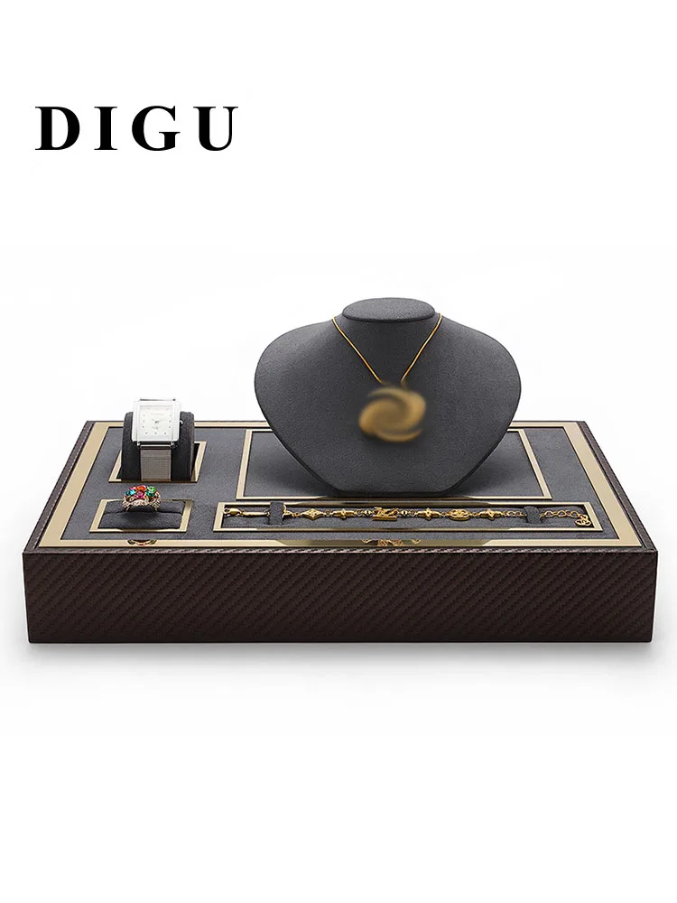 Jewelry Display Tray Acrylic Cover Dustproof Window Counter Ornament Necklace Ring Watch Set Tray