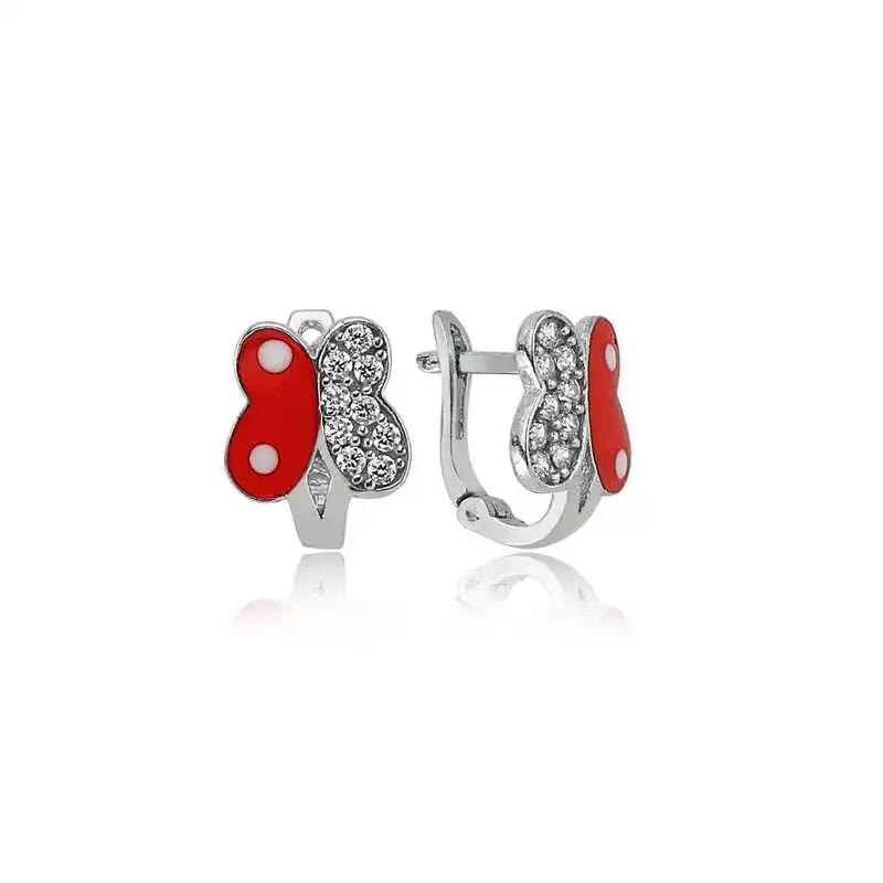 

Серьги Tevuli из стерлингового серебра 925 пробы с кубическим цирконием и красной бабочкой