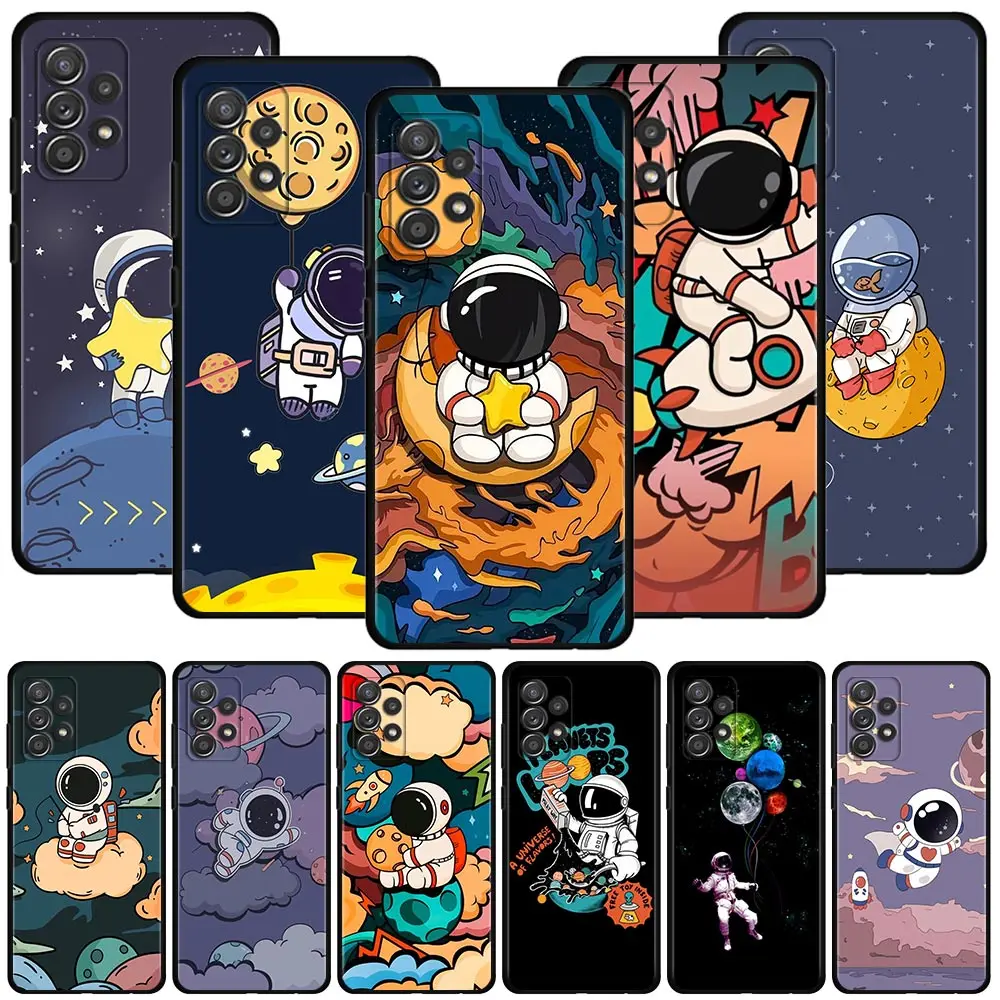 

Phone Case For Samsung Galaxy A12 A52 A51 A21s A71 A31 A02s A72 A41 A22 A32 A13 A33 A53 A23 Cover Planet Universe Astronautas