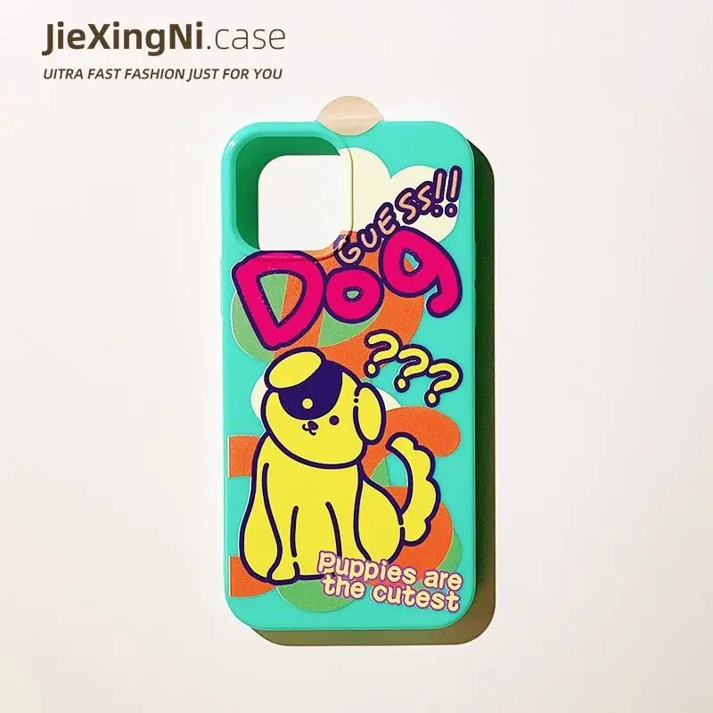 

For iphone 14promax 13 12 11 x Series Personality creative Jercini Doodle Dog All-inclusive fall proof phone case