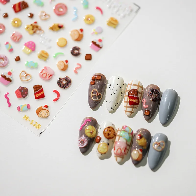

Acrylic Engraved Nail Sticker Shiny Colorful Cake Image Self-Adhesive Nail Transfer Sliders Wraps Manicures Foils Z0723