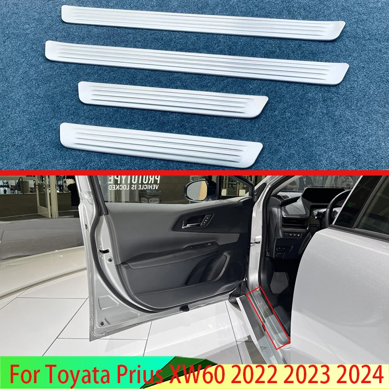 

For Toyata Prius XW60 2022 2023 2024 Car Accessories Stainless Steel Ouside Door Sill Panel Scuff Plate Kick Step Trim Cover