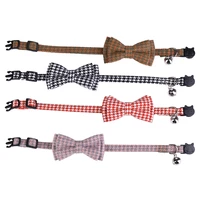 designer dog collar bow knot houndstooth print neck accessories for pet 20 28cm chihuahua medium dog cat collar dropshipping