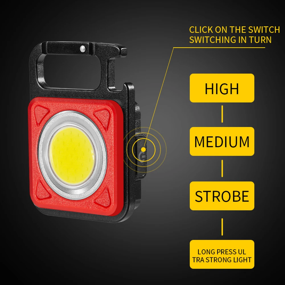 

Pocket LED Working Light Outdoor Camping Keychain Flashlight with Tripod Portable Pocket Flashlight USB Rechargeable Key Lamp