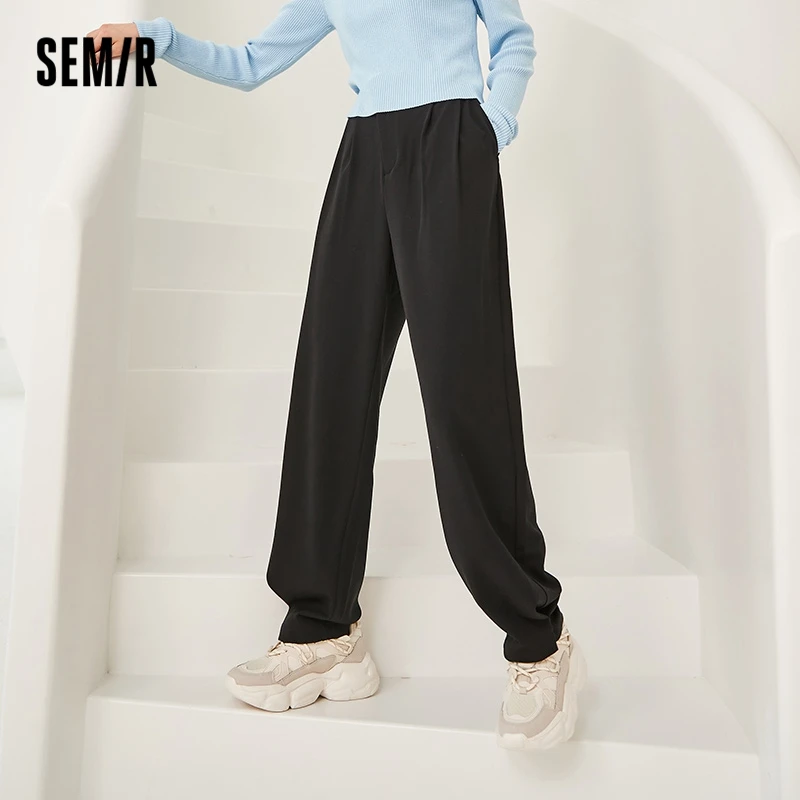 

Брюки Semir Женские повседневные с драпировкой, весна-осень 2021, новый дизайн, брюки с широкими штанинами, модные белые Костюмные брюки для дево...