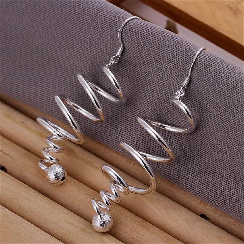 

925 Sterling Silver Earrings Fashion Jewelry Elegant Woman Creativity Spiral Long Earrings Trendsetter Christmas Gifts