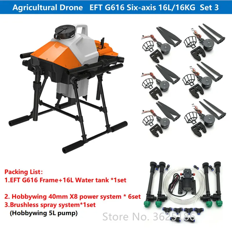 

EFT-X8 Brushless Water Pump Spray Kit, Hobbing X8 Power, JIYI K++, Skydroid H12+, 6-axis Agricultural Professional UAV 16L 16kg