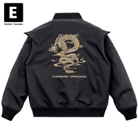 streetwear dragon embroidery jacket men cargo jacket black fashion casual tactics techwear baseball jackets coats male
