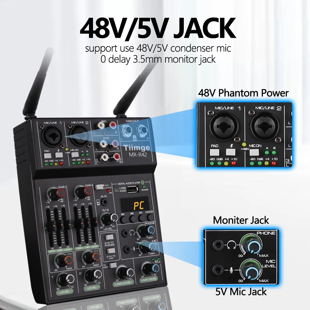 Четырехканальный Dj микшер AX2/телефон с беспроводным микрофоном системный