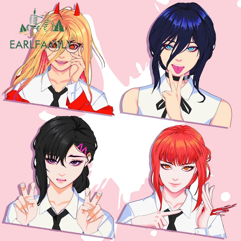 EARLFAMILY Power Makima Kobeni Reze Peeker Fanart автомобильные наклейки Chibi женские оригинальные на