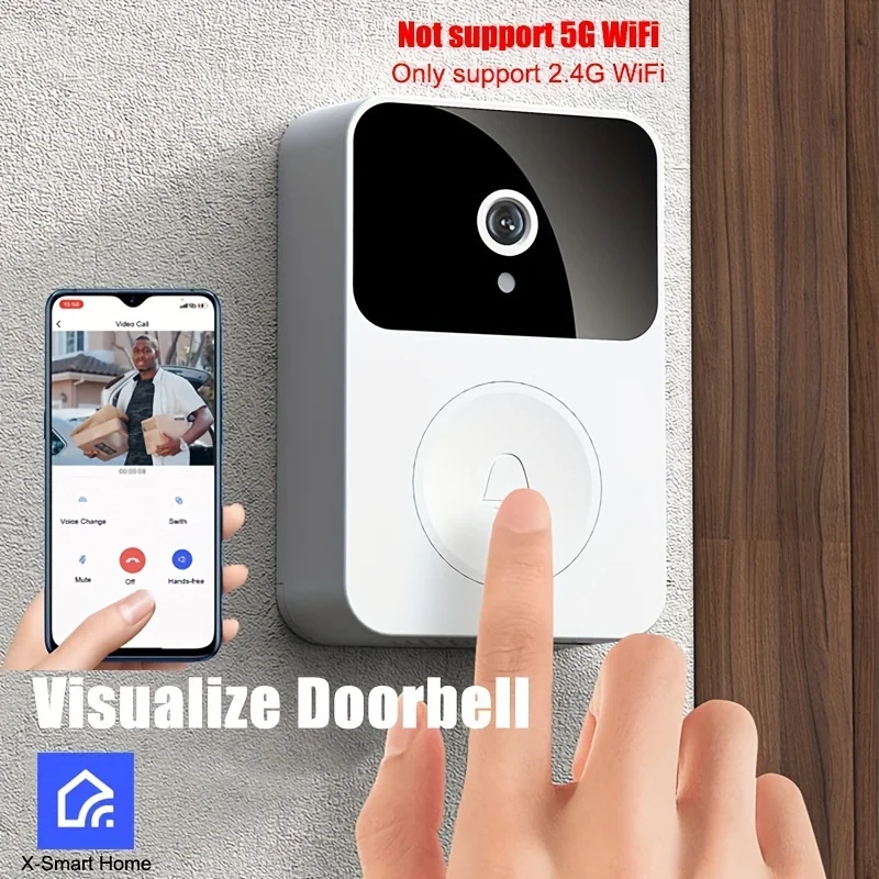 

Smart Wireless Video Doorbell With Built-in Battery, 2-Way Audio, HD Night Vision, Motion Detection & Wide Angle Visual