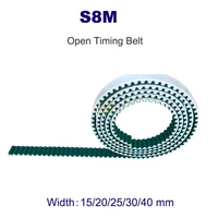 1 20meters s8m open timing belt width 15 20 25 30 40mm white polyurethane with steel wire pu synchronous belt flat top arc teeth