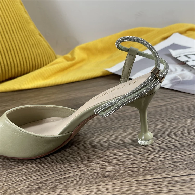 Туфли из натуральной кожи с неглубоким носком женские сандалии закрытым летние