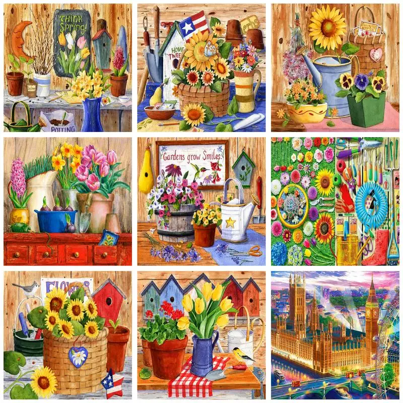 

CHENISTORY Modern Painting By Numbers Sunflowers Desk Ornaments For Adults Kids Gift Wall Art On Canvas Acrylic Paints Diy Set