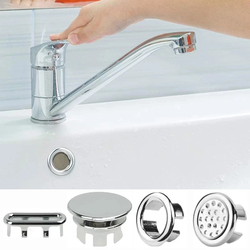 

Suchme Kitchen Bathroom Basin Trim Bath Sink Hole Round Overflow Drain Cap Cover Overflow Ring Hollow Wash Basin Overflow Ring