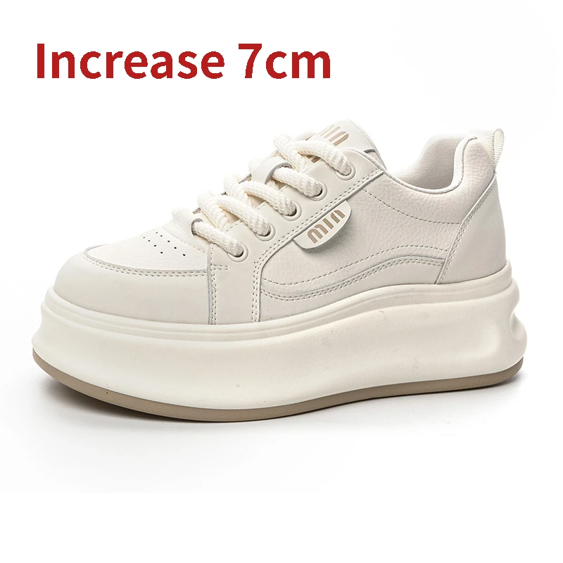 Женские кроссовки из натуральной кожи на очень толстой подошве 7 см