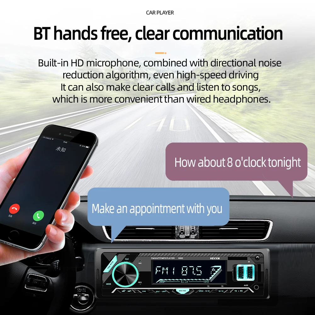 Автомобильный радиоприемник 1 DIN Bluetooth FM Аудио плеер стерео музыка звонки Громкая