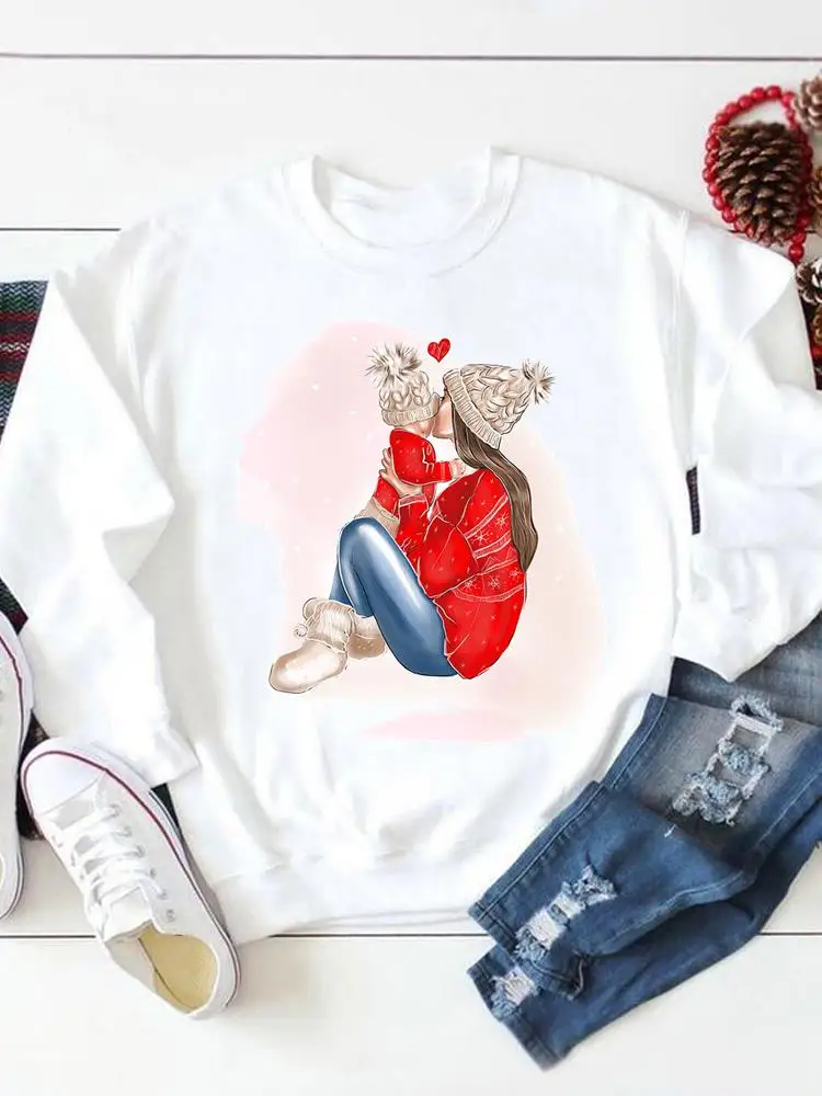 

Cartoon Mother Love Mom Mama Pullovers Print Merry Christmas Holiday Fashion Clothing Casual Female Women Graphic Sweatshirts