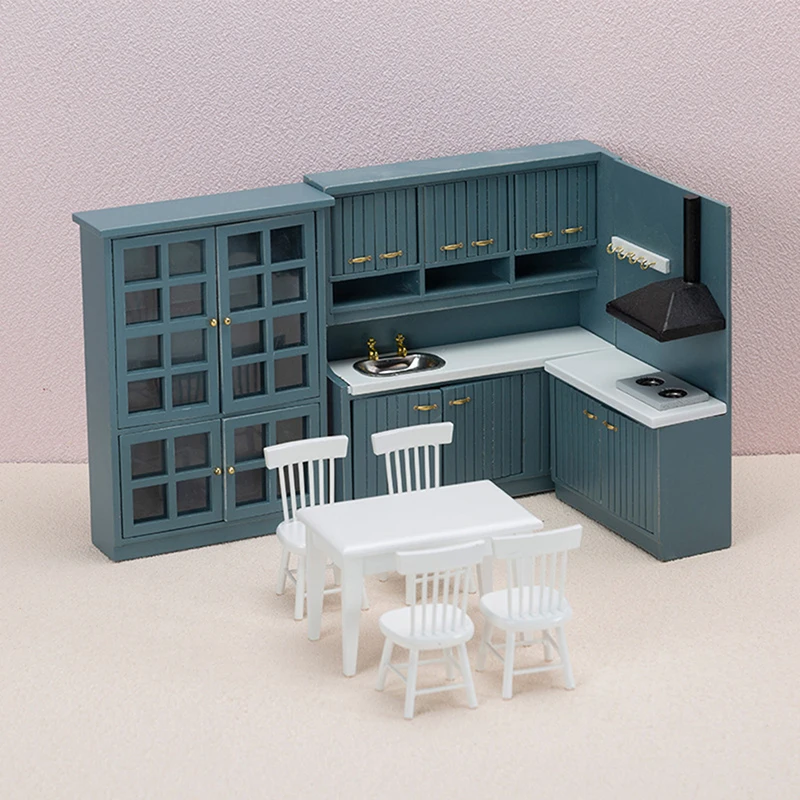 

1:12 Dollhouse Miniature Wooden Kitchen Furniture Cupboard Worktop Counter Dolls House Kitchen Set Accessories Kids Toy