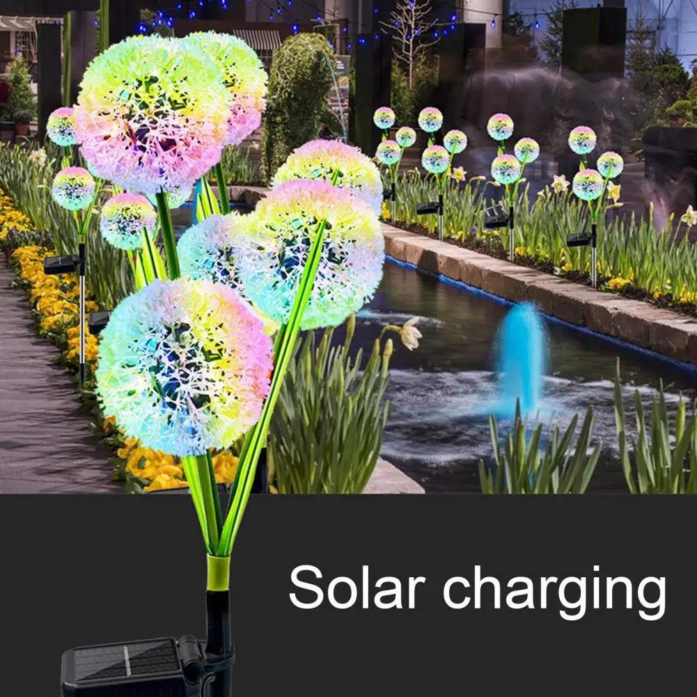

2Pcs Lawn Lights IP65 Waterproof Luminous Dandelion Ball Shape Garden Decorative Plant LED Solar Light Stakes Courtyard Decor