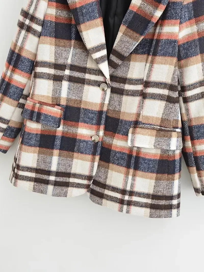 Женская осенняя шерстяная куртка в клетку миниатюрный ленивый топ европейском и