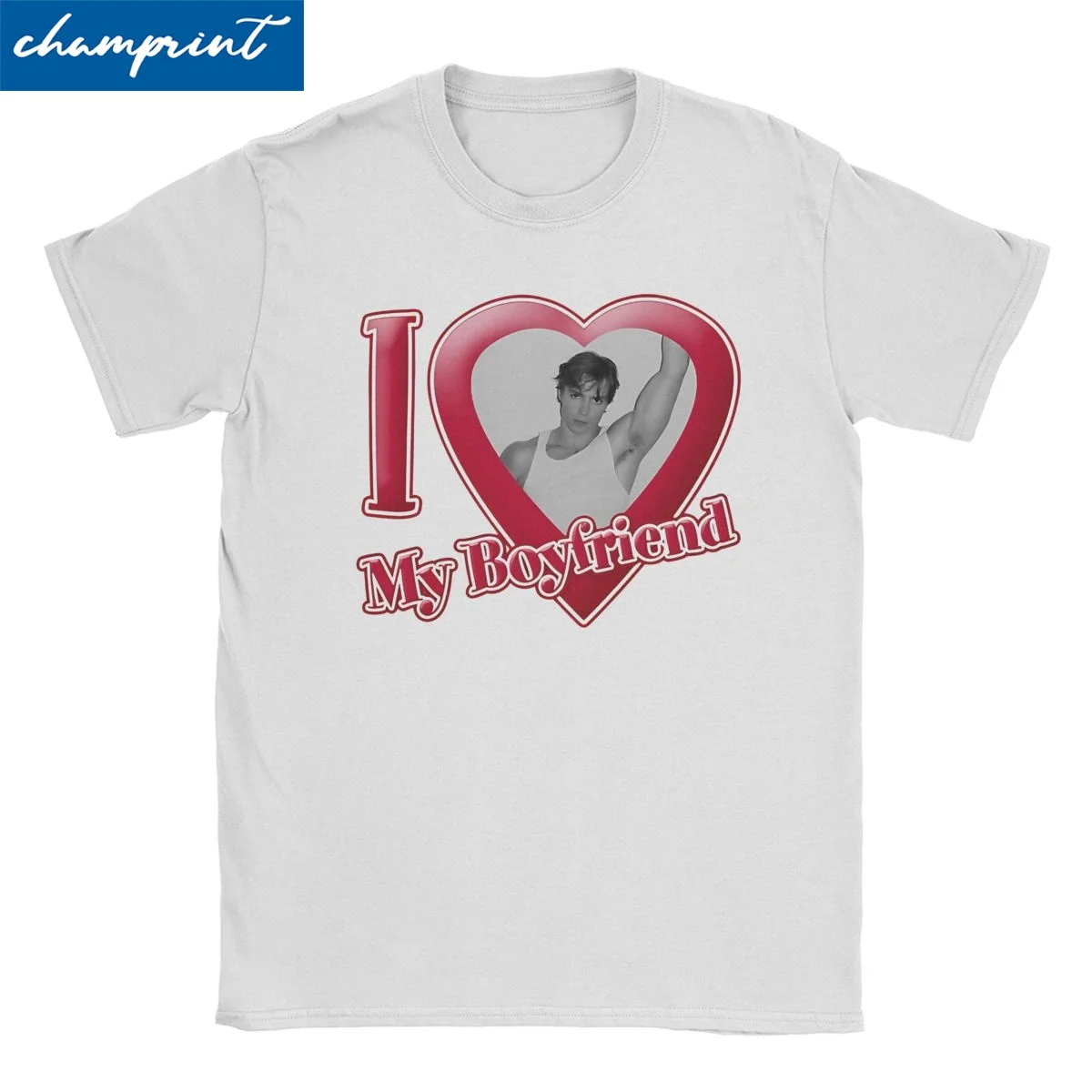 Мужские и женские футболки с принтом Я люблю моего бойфренда 100% хлопок